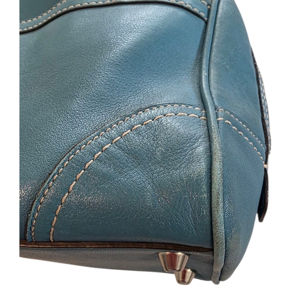 Coach Vintage Soft Smooth Leather Teal Blue Hampton Satchel #F11198 - Picture 8 of 16